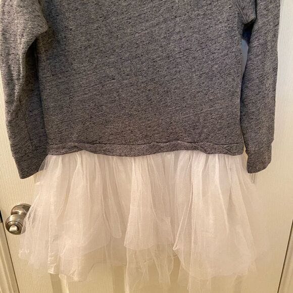 Crewcuts J Crew Gray Mockneck Sweatshirt Dress with Tulle Skirt Girls Size 14 - Picture 8 of 8
